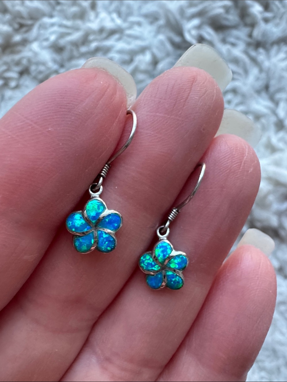 Sterling Silver Plumeria Dangle Earrings